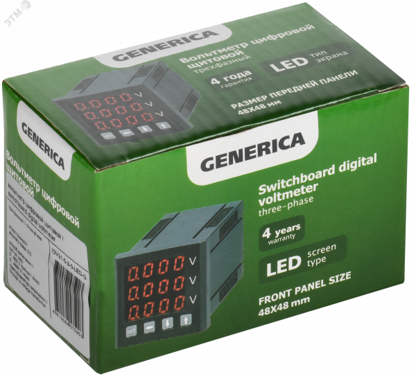 Вольтметр цифровой щитовой трехфазный 48х48мм LED GENERICA