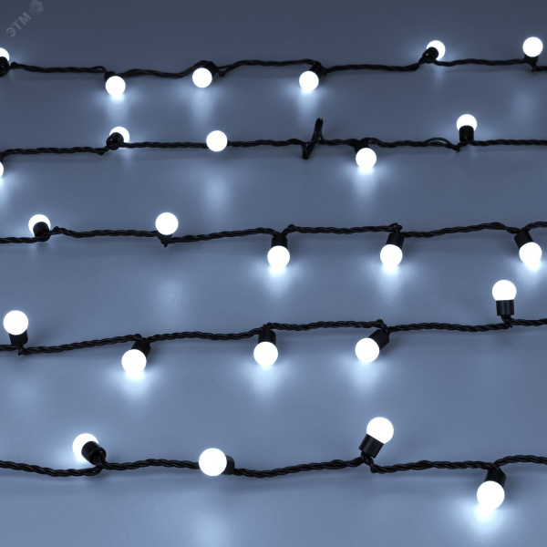 Гирлянда светодиодная декоративная ARD-BALL-CLASSIC-D17.5-10000-BLACK-100LED WHITE 230V, 7W ARDCL, IP65