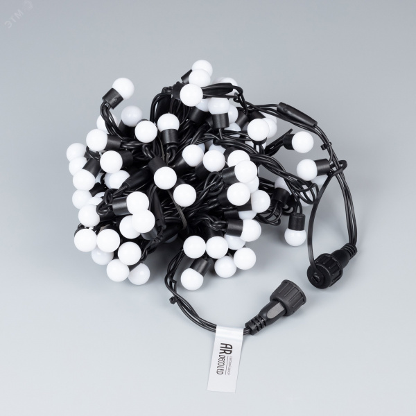 Гирлянда светодиодная декоративная ARD-BALL-CLASSIC-D17.5-10000-BLACK-100LED WHITE 230V, 7W ARDCL, IP65