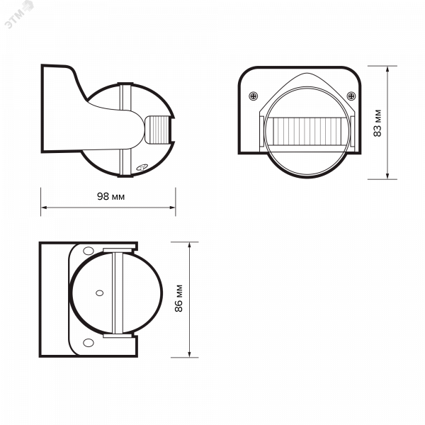 Датчик движения PMS-IR 009 1200 Вт 180 градусов 12м IP44 WH