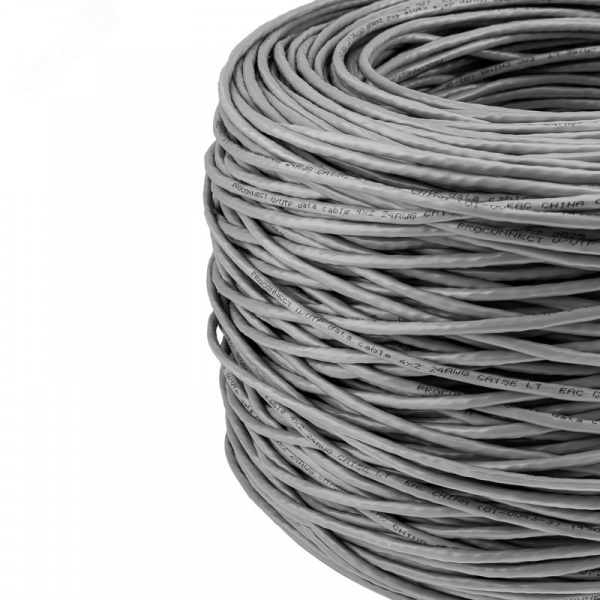 Витая пара U/UTP 4PR 24AWG CCA CAT5e PVC IN серый 305 м