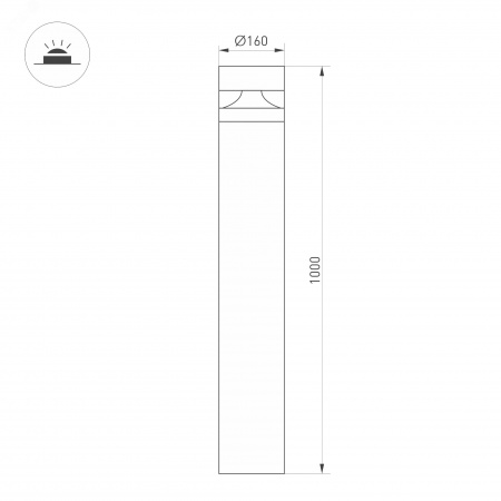 Светильник светодиодный LGD-GUIDE-BOLL-H1000-20W Warm3500-MIX (GR, 280 deg, 230 В) (ARL, IP65 металл, 5 лет)