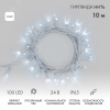 Гирлянда светодиодная Нить 10 м 100 LED белый, прозрачный ПВХ, IP65, эффект мерцания, 24 В, соединяется нужен трансформатор