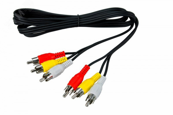 Шнур 3 RCA - 3 RCA, 1.5 м., черный
