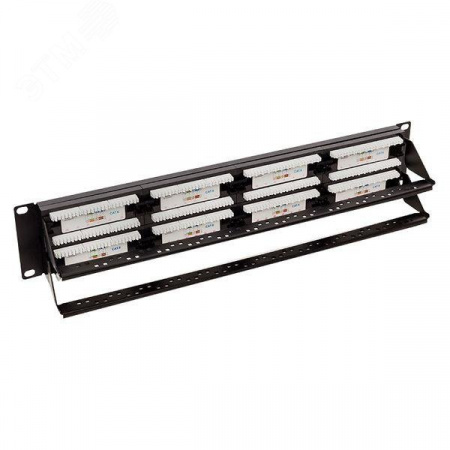 Патч-панель TERACOM CS 19'' Cat.6A 1U полный экран STP 24 порта RJ-45 Dual IDC с органайзером