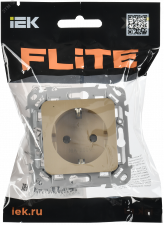 FLITE Розетка с заземлением без защитных шторок безвинтовое крепление 16А РС11-1-ФлХ хаки IEK