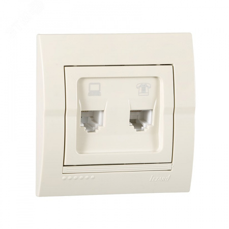 DERIY Розетка RJ45+RJ11 крем