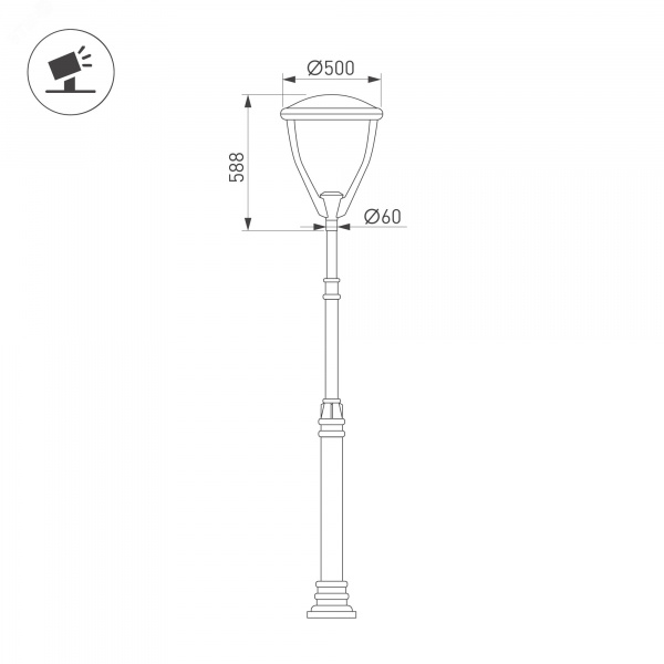 Светильник светодиодный OXOR-LEIS-500x588-50W Day4000 (BK, 120 deg, 230 В) IP65 (ARL, IP65 металл, 3 года)