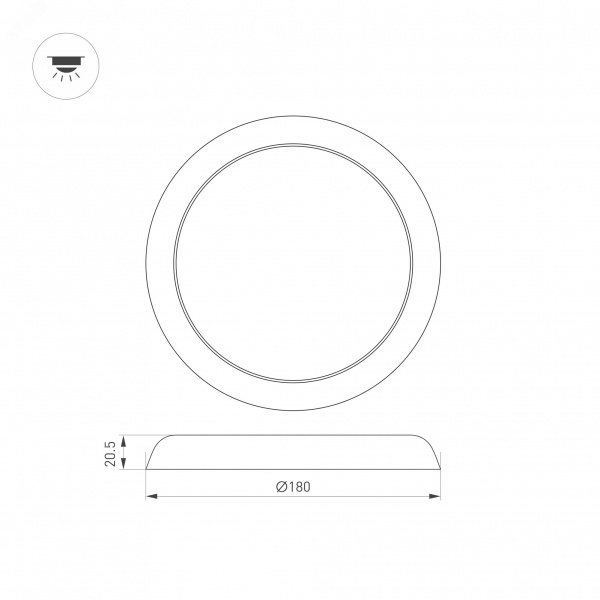 Светильник CL-FIOKK-R180-12W Day4000-MIX WH, 120 deg, 230V IP44 пластик, 3 года