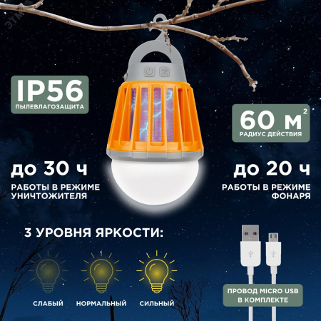 Фонарь антимоскитный кемпинговый R20 USB