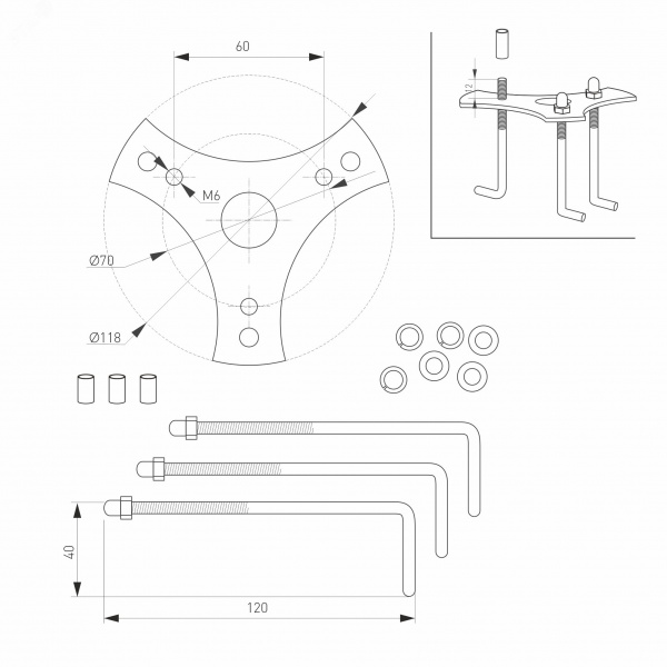 Светильник LGD-STEM-BOLL-H900-10W Warm3000 (GR, 185 deg, 230 В) (ARL, IP65 Металл, 3 года)