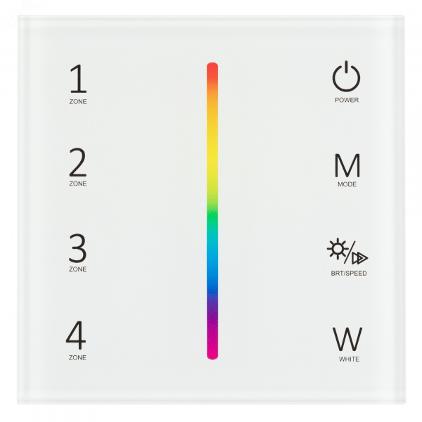 Панель Sens SMART-P45-RGBW White 230V, 4 зоны, 2.4G ARL, IP20 пластик, 5 лет