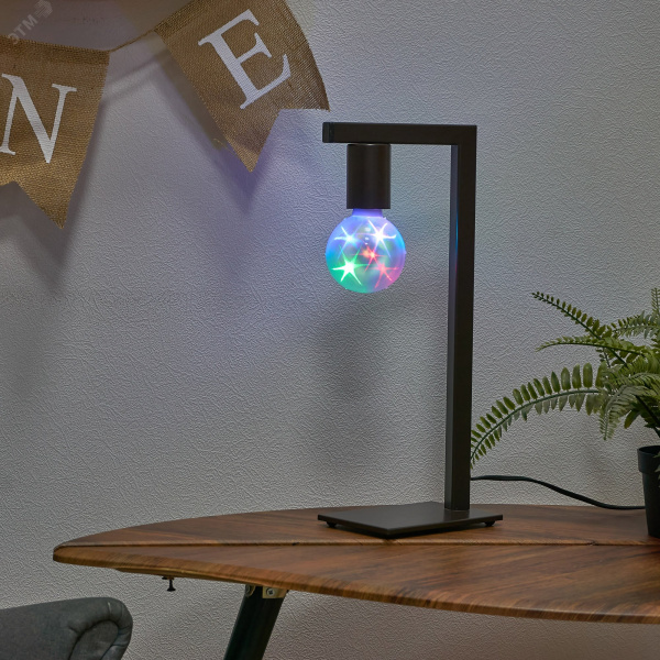 Светильник светодиодный Свечение 3D звёзды 220В Диаметр 8см ULI-Q308 1,5W/RGB/E27 ДИСКО ШАР 3D