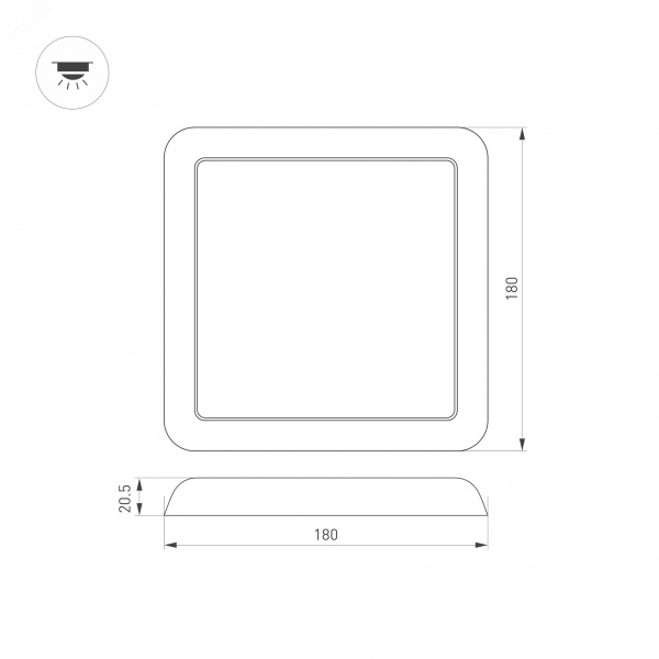 Светильник CL-FIOKK-S180x180-12W Day4000-MIX WH, 120 deg, 230V IP44 пластик, 3 года