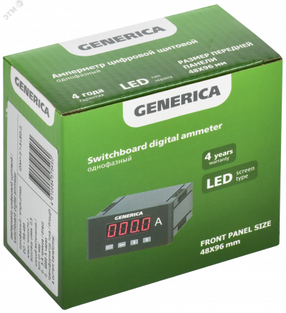 Амперметр цифровой щитовой однофазный DO RS-485 48х96 мм LED GENERICA