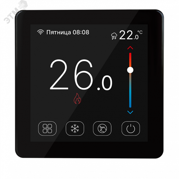 Терморегулятор универсальный 3А, ON/OFF, TFT, NTC 10К - 2м, черный
