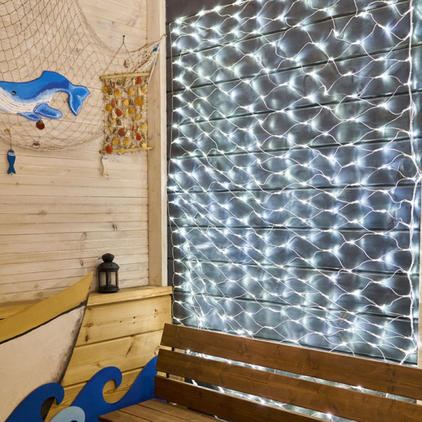 Гирлянда Сеть 2х1,5 м, свечение с динамикой, прозрачный ПВХ, 288 LED, 230 В, белый