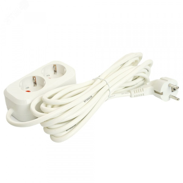 Удлинитель 2-местный с/з 3x1мм2 5м 250В 16А Home HM06-21-05 белый