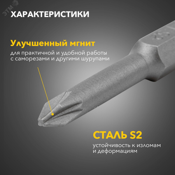 Бита PZ1х50 мм для шуруповерта