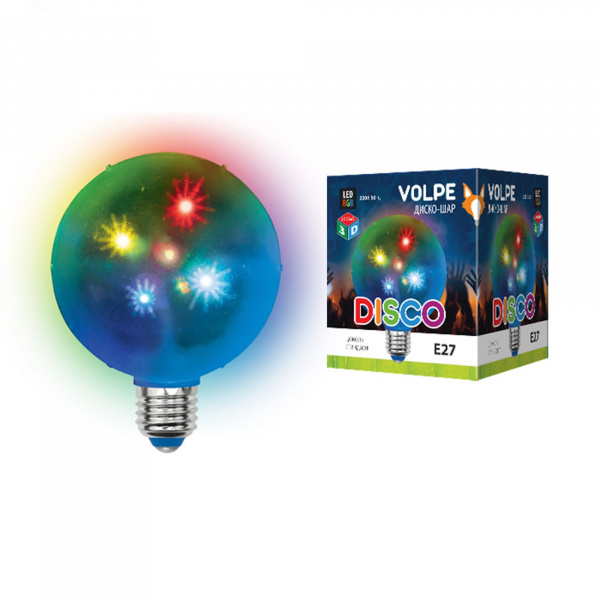 Светильник светодиодный Свечение 3D звёзды 220В Диаметр 10см ULI-Q310 1,5W/RGB/Е27 ДИСКО ШАР 3D
