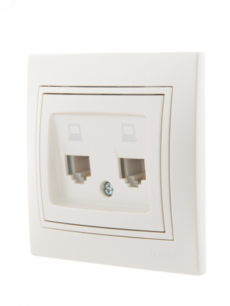 Мира Розетка RJ 45x2 жемчужно-белый