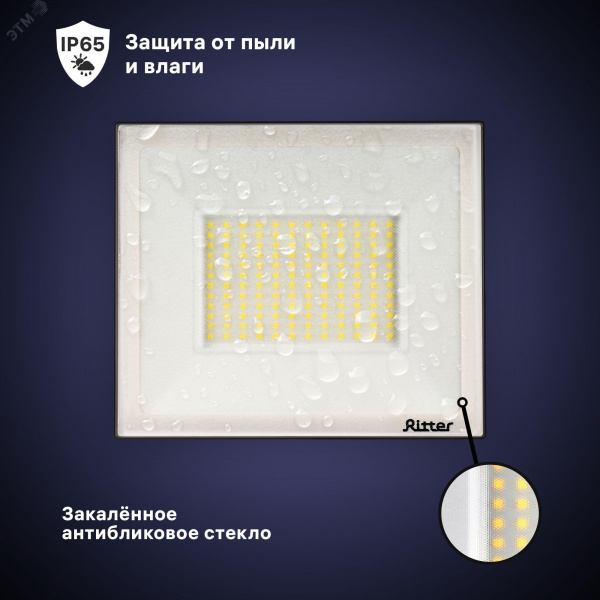 Прожектор светодиодный, PROFI, 230В, 100 Вт, 2700К, 10000 Лм, IP65, гарантия 5 лет, черный
