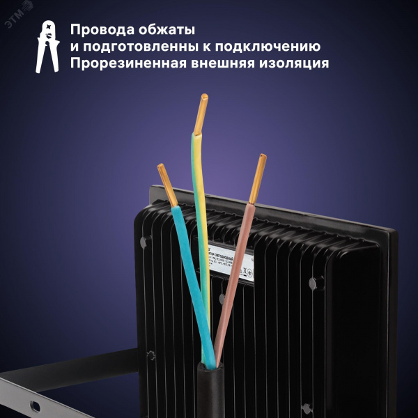 Прожектор светодиодный, PROFI, 230В, 100 Вт, 2700К, 10000 Лм, IP65, гарантия 5 лет, черный