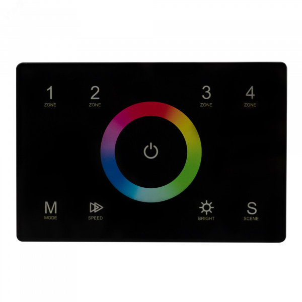 Панель Sens SMART-P83-RGB Black 230V, 4 зоны, 2.4G ARL, IP20 пластик, 5 лет