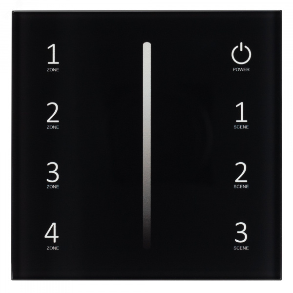 Панель Sens SMART-P17-DIM Black 230V, 4 зоны, 2.4G ARL, IP20 пластик, 5 лет