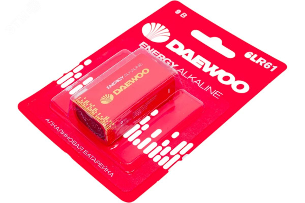 Элемент питания 6F22 9V DAEWOO солевая Energy Alkaline блистер, 1 шт.