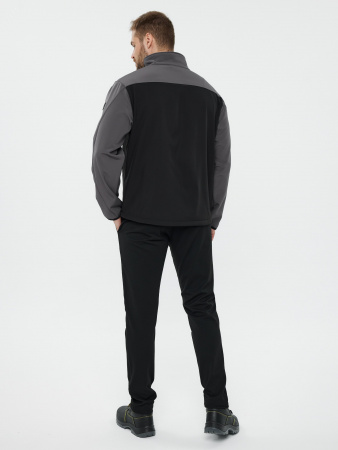 Куртка демисезонная LULEA2 из материала Softshell, серо-чёрная, размер L