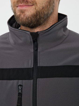 Куртка демисезонная LULEA2 из материала Softshell, серо-чёрная, размер L
