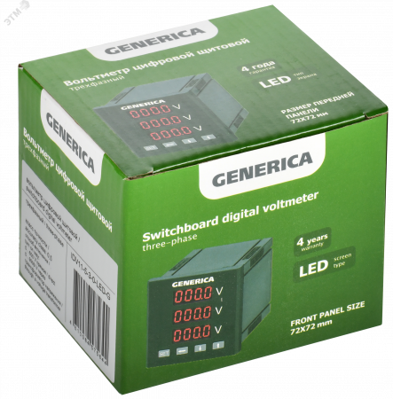Вольтметр цифровой щитовой трехфазный 72х72мм LED GENERICA