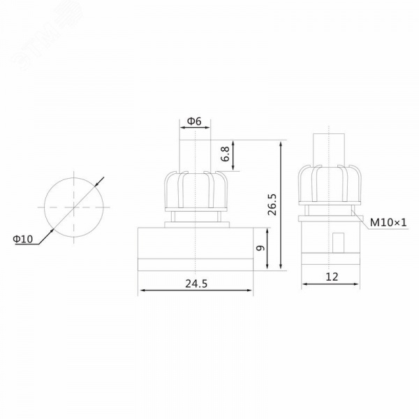 Выключатель-кнопка 250V 1А (2с) ON-OFF белый (для настольной лампы)