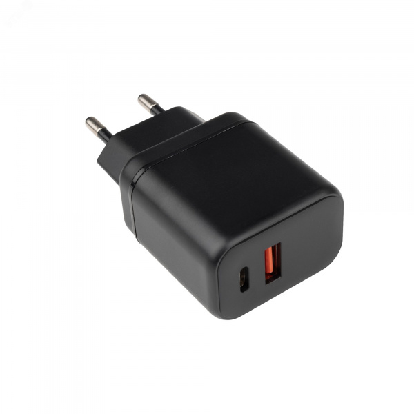 Зарядное устройство сетевое (адаптер к кабелю USB) черный 20 Вт 2 разъема USB-A Type-C ФАZА