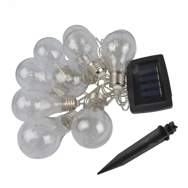 Светильник светодиодный садовый USL-S-126/PT4000 BULBS Садовая гирлянда на солнечной батарее Лампочки,10 светодиодов. Разноцветный свет. 1хАA Ni-Mh аккумулятор в/к. IP44
