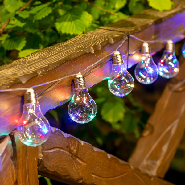Светильник светодиодный садовый USL-S-126/PT4000 BULBS Садовая гирлянда на солнечной батарее Лампочки,10 светодиодов. Разноцветный свет. 1хАA Ni-Mh аккумулятор в/к. IP44