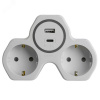 Разветвитель сетевой со шторками 2-местный USB+Type C на 2.4 А с/з 250 В 16 A белый/серый