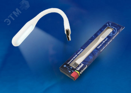 White Светильник-фонарь переносной, прорезиненный корпус, 6 LED, питание от USB-порта. Упаковка-картон, цвет-белый.