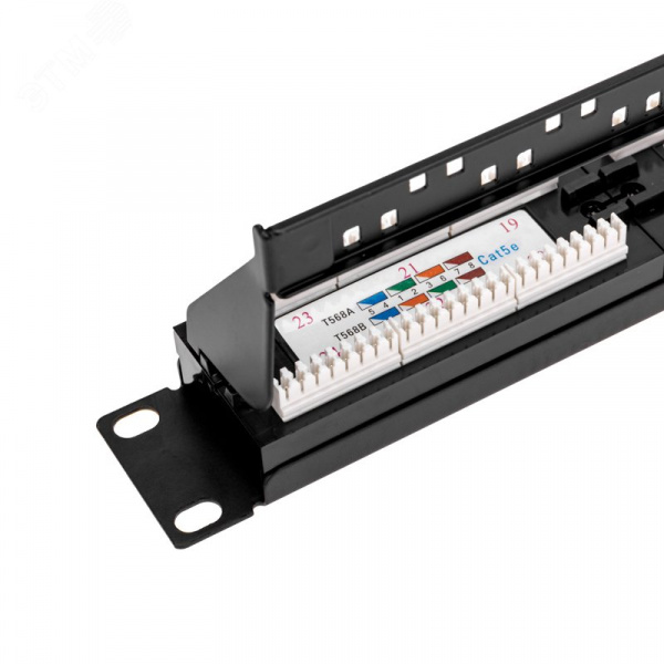 Патч-панель с кабельным органайзером 19дюймов 1U 24 порта UTP RJ-45 CAT 5e