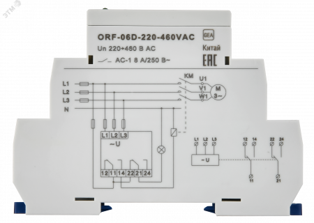 Реле фаз ORF-06D трехфазное 2 контакта 220-460В AC