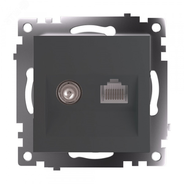 Розетка TV + компьютерная RJ-45 (механизм) серия Катрин графит STEKKER