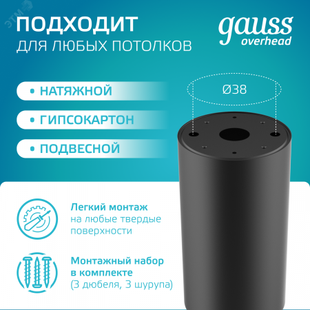 Светильник накладной ДБО под лампу 1хGU10 AC 220В Черный IP20 100х56х100мм Алюминий Basic