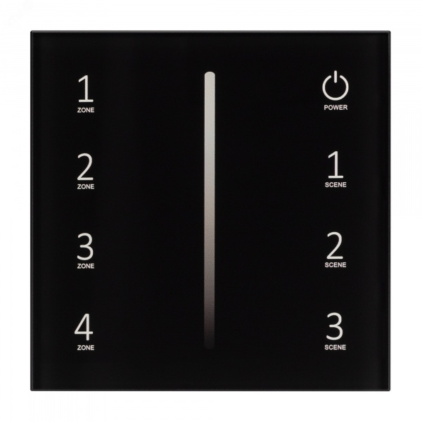 Панель SMART-P34-DIM-IN Black 230V, 0-10V, Sens, 2.4G ARL, IP20 пластик, 5 лет