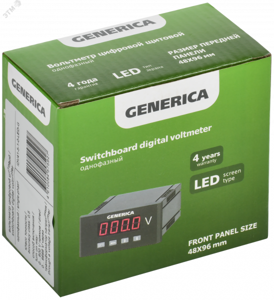 Амперметр цифровой щитовой однофазный 48х96 мм LED GENERICA