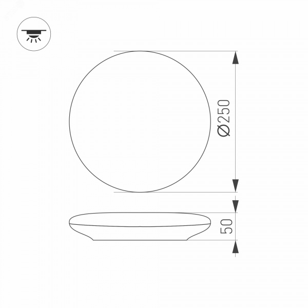Светильник CL-FRISBEE-MOTION-R250-12W Day4000 WH, 180 deg, 230V ARL, IP54 пластик, 3 года