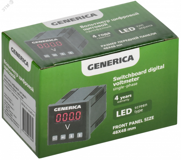 Вольтметр цифровой щитовой однофазный 48х48мм LED GENERICA