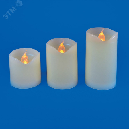 Фигура светодиодная ''Свеча'' на батарейках CR2032 (в/к) ULD-F060 WARM WHITE CANDLE SET3 в составе набора из 3 штук 1 светодиод Теплый белый свет