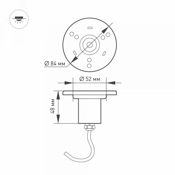 Светильник KT-AQUA-R85-7W Warm3000 (SL, 25 deg, 12V) (ARL, IP68 Металл, 3 года)