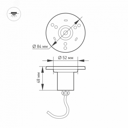 Светильник KT-AQUA-R85-7W Warm3000 (SL, 25 deg, 12V) (ARL, IP68 Металл, 3 года)